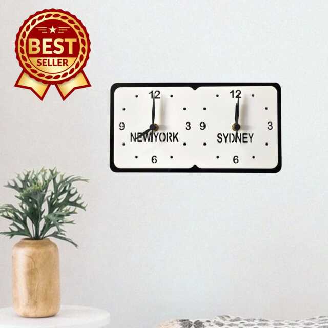 Personalized Two Time Zone Clock Custom Place, Family Names, Color Options - image 1
