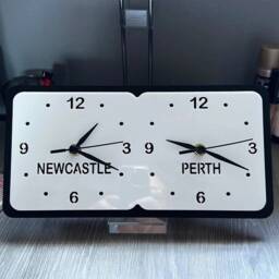 Personalized Two Time Zone Clock Custom Place, Family Names, Color Options - thumbnail 3
