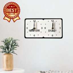 Personalized Two Time Zone Clock Custom Place, Family Names, Color Options