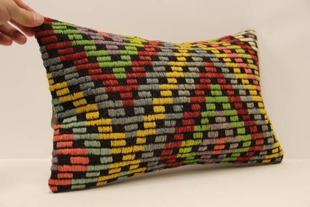 Decorative Throw Pillow, 12x20 Pillow Cover, Bohemian Kilim Handwoven Turkish Pillow, Sofa Pillow, Cushion Cover 4Oef-599 - image 1