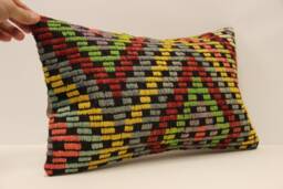 Decorative Throw Pillow, 12x20 Pillow Cover, Bohemian Kilim Handwoven Turkish Pillow, Sofa Pillow, Cushion Cover 4Oef-599 - thumbnail 1