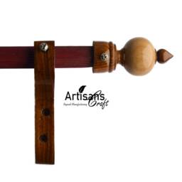 Handmade Wooden Curtain Rod Brackets & Finials For Curtains - Window Curtain, Holder, Holder Pack Of 4 Pcs. Artisans Craft - thumbnail 3
