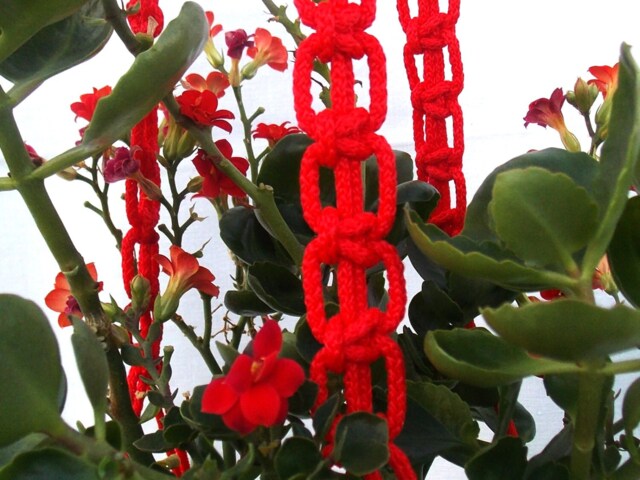Red Macrame Plant Hanger 36 Inches 3mm Hanging Planter Wall Hanging Pattern Flower Pot Window Decoration Indoor Or Outdoor Decor - image 1
