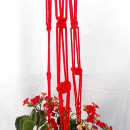 Red Macrame Plant Hanger 36 Inches 3mm Hanging Planter Wall Hanging Pattern Flower Pot Window Decoration Indoor Or Outdoor Decor - thumbnail 2