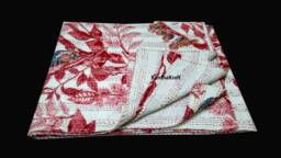 Elegant Indian Vintage Kantha Quilt Handmade Ajrakh Hand Block Print 100% Cotton Bed Cover Bedspread Blanket Bed Sheet Throw Queen
