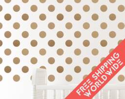 Metallic Gold Polka Dots Wall Decals Decor Stickers Nursery Baby Circle Pattern Modern & Scandinavian - thumbnail 1