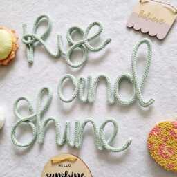 Rise & Shine L Sign Nursery Decor Wall Hanging Knitted Wire Kids Children's Room - thumbnail 2