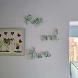 Rise & Shine L Sign Nursery Decor Wall Hanging Knitted Wire Kids Children's Room - thumbnail 3