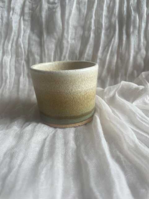 Bamboo Ceramic Planter, Handmade Glazed Plant Pot, Landscape 200Ml Beige Vessel, Unique British Gift, Handcrafted Pots - image 1