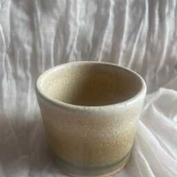 Bamboo Ceramic Planter, Handmade Glazed Plant Pot, Landscape 200Ml Beige Vessel, Unique British Gift, Handcrafted Pots - thumbnail 3