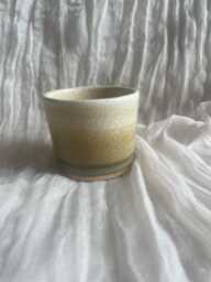 Bamboo Ceramic Planter, Handmade Glazed Plant Pot, Landscape 200Ml Beige Vessel, Unique British Gift, Handcrafted Pots