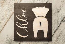 Personalized Dog Leash Holder With Pet Name, Golden Retriever Wood Sign For Birthday Gift - thumbnail 1
