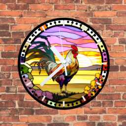Rooster Glass Or Mdf Wall Clock Farmhouse Faux Stained Decor - thumbnail 2