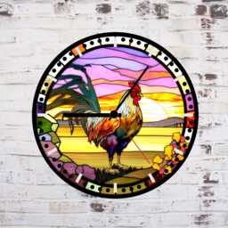 Rooster Glass Or Mdf Wall Clock Farmhouse Faux Stained Decor - thumbnail 1