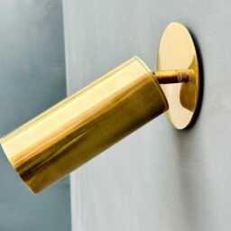 Mid-Century Modern Raw Adjustable Brass Spotlight Wall Scone Light - thumbnail 3
