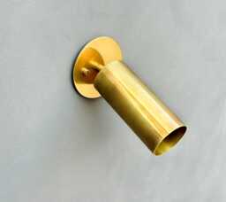 Mid-Century Modern Raw Adjustable Brass Spotlight Wall Scone Light - thumbnail 1