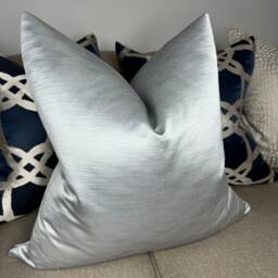Handmade Designer Guild Silver Satin Cushion Cover, Euro Pillow Sham/Double Sided - thumbnail 1