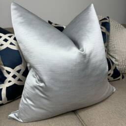 Handmade Designer Guild Silver Satin Cushion Cover, Euro Pillow Sham/Double Sided - thumbnail 3