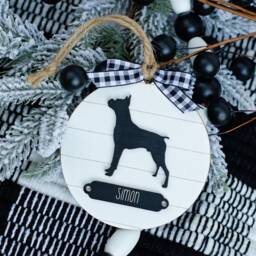 Farmhouse Christmas Ornament Boxer Dog - Gift For Owner Modern Holiday Decor Mom