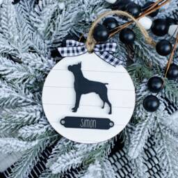 Farmhouse Christmas Ornament Boxer Dog - Gift For Owner Modern Holiday Decor Mom - thumbnail 2