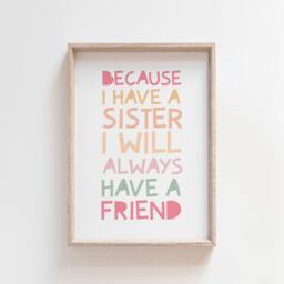 Sister Prints, Wall Art, Sisters Poster, Kids Girls Bedroom, Sibling Room, Gift - thumbnail 1