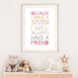Sister Prints, Wall Art, Sisters Poster, Kids Girls Bedroom, Sibling Room, Gift - thumbnail 2