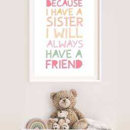Sister Prints, Wall Art, Sisters Poster, Kids Girls Bedroom, Sibling Room, Gift - thumbnail 3