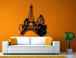 Eiffel Tower Paris Flowers Wall Or Window Sticker Decal Vinyl Fathead Mural Decor L1969 - thumbnail 1