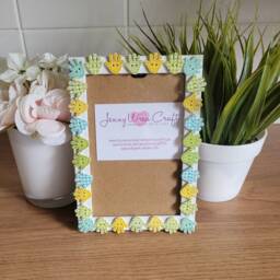 Colourful Wooden Hand Print Button Photo Frame 4 X 6 Inches - thumbnail 2