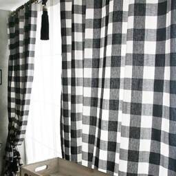 Linen Curtains For Living Room/Bedroom Curtains/Cafe Curtains/Bathroom Shower Curtain/Children Playroom Window Valance-Buffalo Check, Hergift - thumbnail 2