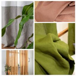 Denim Navy Blue Linen Curtains, Back Tab, Custom Size - Christmas Gift For Her