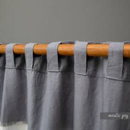 Linen Curtains With Back Tabs Custom Size 100% Natural Window Curtains Ikea Kronill Backtab Tape Home Decor Denim Navy Blue - thumbnail 2