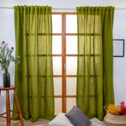 Linen Curtains With Back Tabs Custom Size 100% Natural Window Curtains Ikea Kronill Backtab Tape Home Decor Denim Navy Blue - thumbnail 3