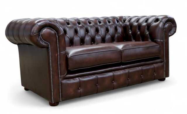 Chesterfield Sofa 2 Seater Real Leather Handmade Brand New Antique Oxblood/Green/Tan - image 1
