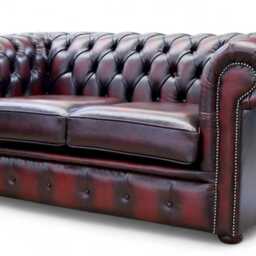 Chesterfield Sofa 2 Seater Real Leather Handmade Brand New Antique Oxblood/Green/Tan - thumbnail 2