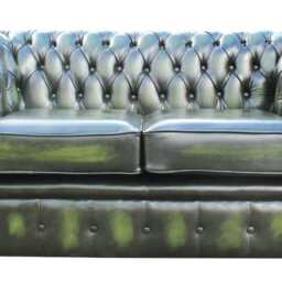 Chesterfield Sofa 2 Seater Real Leather Handmade Brand New Antique Oxblood/Green/Tan - thumbnail 3