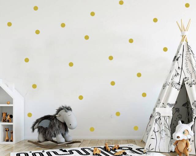 Gold Polka Dot Decals, Vinyl Black Decal, Gold Wall Two Inches Dots Vinyl, Metallic Decal - image 1