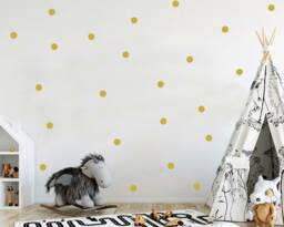 Gold Polka Dot Decals, Vinyl Black Decal, Gold Wall Two Inches Dots Vinyl, Metallic Decal - thumbnail 1