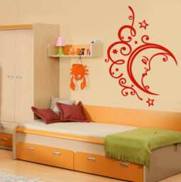 Wall Vinyl Decal Family Sleeping Moon Stars Clouds Relaxation Bedroom Decor - 2421Dn - thumbnail 1