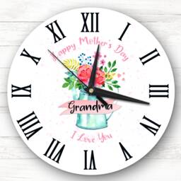 Grandma Floral Watering Can Happy Mother's Day Gift Personalised Clock - thumbnail 1
