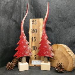 Red Sparkle, Dark Red & Gold Christmas Tree, A Glittering Fir Hand-Painted Wooden Tree in 4 Sizes - Selection - thumbnail 3