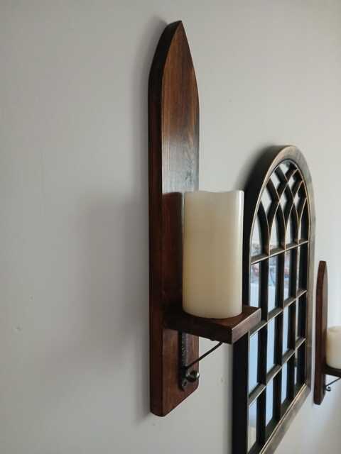 Wooden Gothic Style Wall Sconce's - image 1