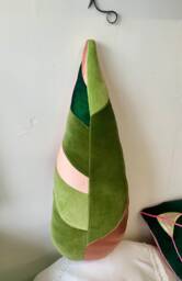 Sale Stomanthe Leaf Cushion /Plant Decorative Botanical Pillow Handmade in Brighton Using Vintage Fabrics & Eco Filling - thumbnail 1