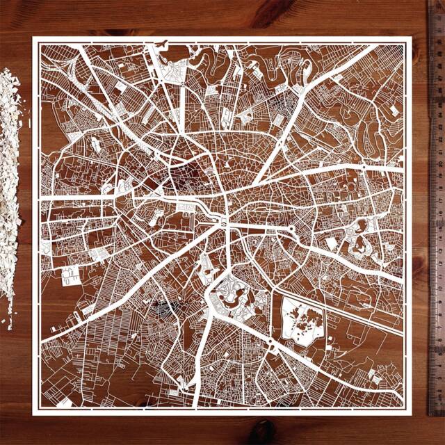 Paper Cut Map Bucharest 12??12 In. Art Ideal Gifts - image 1