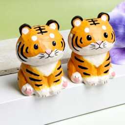 Custom Wooden Tiger Figurine, Hand-Carved Sculpture For Desktop Decor, Bookshelf Decor Lover, Christmas Gift, Home Art - thumbnail 3