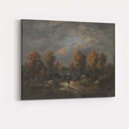 Moody Autumn Forest Lake Evening Landscape Canvas Wall Art Print Decor Picture Ready To Hang - thumbnail 4