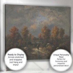 Moody Autumn Forest Lake Evening Landscape Canvas Wall Art Print Decor Picture Ready To Hang - thumbnail 3