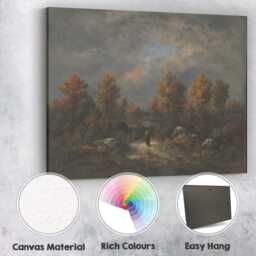 Moody Autumn Forest Lake Evening Landscape Canvas Wall Art Print Decor Picture Ready To Hang - thumbnail 2