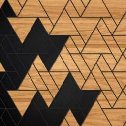 3D Triangle Wallpaper, Geometric Wall Mural, Black Wood Planks, Peel & Stick - thumbnail 3