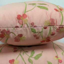 Embroidered Silk Cushion Cover Set, Floral Watermelon Pillows - thumbnail 4